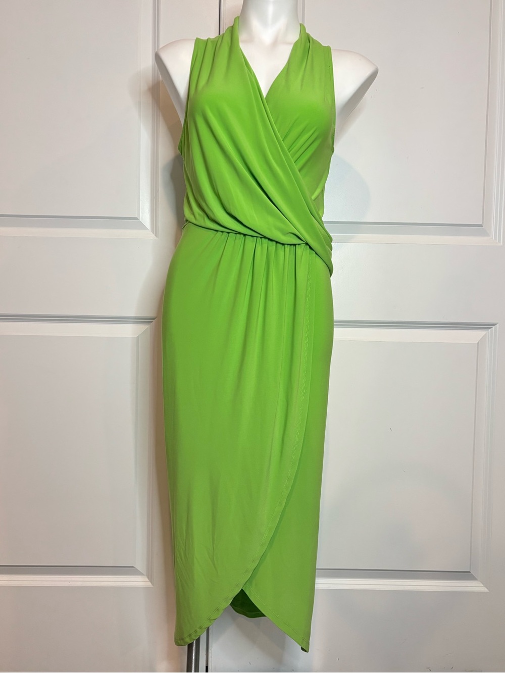 Ramy Brook Monaco Apple Green Sleeveless Jersey Wrap Midi Dress S